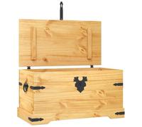 vidaXL Baúl de almacenaje Corona Range de pino mexicano 91x49,5x47 cm Natural para salón y dormitorio