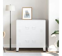 vidaXL Baúl de almacenaje industrial acero blanco 75x40x80 cm