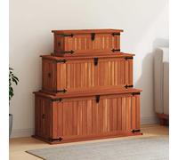 vidaXL Baúl de almacenamiento 3 piezas de madera maciza de acacia