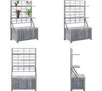 vidaXL Baúl de almacenamiento con estructura de celosía, 99x55x160 cm, madera maciza de acacia. Ideal para guardar cojines, como caja de jardín o como caja de almacenamiento