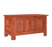 vidaXL Baúl de almacenaje con tapa – Madera maciza de acacia – Marrón y blanco / Marrón