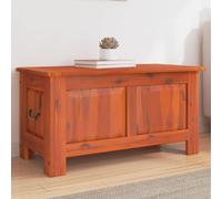 vidaXL Baúl de almacenaje con tapa – Madera maciza de acacia – Marrón y blanco / Marrón