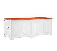 vidaXL Baúl de almacenamiento con tapa madera maciza de acacia Multitalle Marrón y blanco / 150 x 55 x 57 cm 150 x 55 x 57 cm