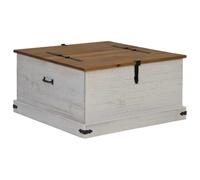 vidaXL Baúl de almacenamiento Halden Madera maciza 91x91x47 cm Blanco