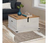 vidaXL Baúl de almacenamiento HALDEN blanco 91x91x47 cm madera maciza