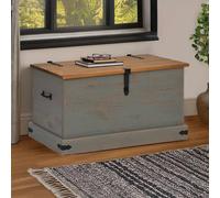vidaXL Baúl de almacenamiento HALDEN gris 91x48x47 cm madera maciza
