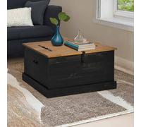 vidaXL Baúl de almacenamiento HALDEN negro 91x91x47 cm madera maciza