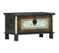 vidaXL Baúl de almacenamiento madera de mango negro 80x40x45 cm