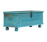 vidaXL Baúl de Almacenamiento, Caja para Cojines Almohadas Mantas, Cofre de Herramientas, Arcón Organizador, Madera Maciza Mango Azul