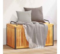 vidaXL Baúl de cojines de jardín acacia maciza y acero 85x45x45/53 cm