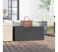 vidaXL Baúl de jardín madera maciza de pino gris 101x50,5x46,5 cm