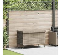 vidaXL Baúl jardín con ruedas gris claro 110x55x73 cm ratán sintético