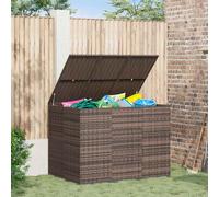 vidaXL Baúl para cojines de jardín ratán PE marrón 145x100x103 cm