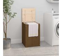 vidaXL Baúl para Colada Madera Maciza Pino marrón Miel 44x44x66 cm