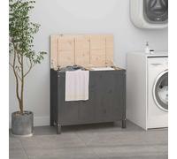 vidaXL Baúl para la colada madera maciza de pino gris 88,5x44x76 cm