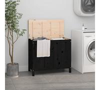 vidaXL Baúl para la colada madera maciza de pino negro 88,5x44x76 cm