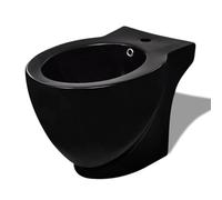 vidaXL Bidé Redondo Moderno de Pie de Suelo Cerámica Negro