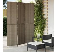 vidaXL Biombo de 3 paneles ratán sintético gris