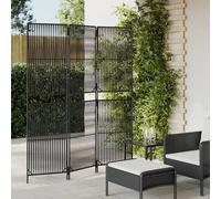 vidaXL Biombo de 3 paneles ratán sintético negro