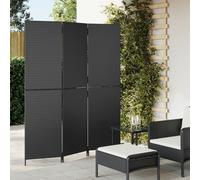vidaXL Biombo de 3 paneles ratán sintético negro