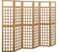 vidaXL Biombo de madera maciza de abeto, 6 paneles, 242,5 x 180 cm - Biombo - Separador de ambientes - Divisor de espacios - Panel divisor