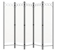 vidaXL Biombo Divisor de 5 Paneles, Biombo Plegable, Separador de Ambientes, Pantalla de Privacidad para Salón Oficina Jardín, Blanco 200x180 cm