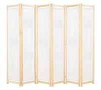 vidaXL Biombo Divisor de 6 Paneles de Tela Decoración Hogar Casa Jardín Bricolaje Salón Comedor Ambientes Habitaciones Separador 240x170x4 cm Crema
