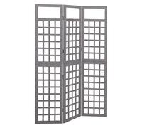 vidaXL Biombo/Enrejado de 3 paneles madera de abeto gris 121x180 cm