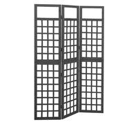 vidaXL Biombo/Enrejado de 3 paneles madera de abeto negro 121x180 cm