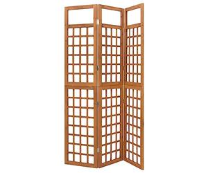 vidaXL Biombo/Enrejado de 3 Paneles Madera Maciza Abeto 121x180,5 cm