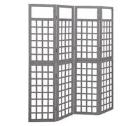 vidaXL Biombo/Enrejado de 4 paneles madera de abeto gris 161x180 cm
