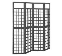 vidaXL Biombo/Enrejado de 4 paneles madera de abeto negro 161x180 cm