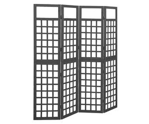 vidaXL Biombo/Enrejado de 4 paneles madera de abeto negro 161x180 cm