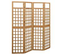 vidaXL Biombo/Enrejado de 4 paneles madera maciza de abeto 161x180 cm