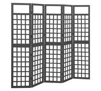 vidaXL Biombo/Enrejado de 5 paneles madera de abeto 201,5x180 cm en color Negro/Gris/Marrón