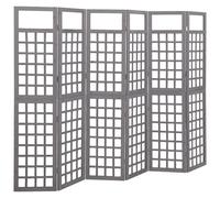 vidaXL Biombo/Enrejado de 6 paneles madera de abeto 242,5x180 cm en color Marrón/Gris/Negro