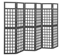 vidaXL Biombo/Enrejado de 6 paneles madera de abeto 242,5x180 cm en color Marrón/Gris/Negro