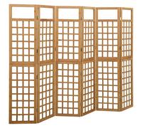vidaXL Biombo/Enrejado de 6 paneles madera de abeto 242,5x180 cm en color Marrón/Gris/Negro