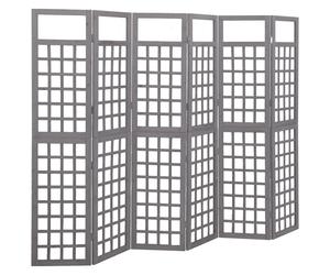 vidaXL Biombo/Enrejado de 6 paneles madera de abeto 242,5x180 cm en color Marrón/Gris/Negro