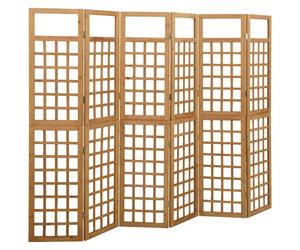 vidaXL Biombo/Enrejado de 6 paneles madera de abeto 242,5x180 cm en color Marrón/Gris/Negro