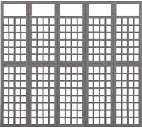 vidaXL Biombo/Panel divisor de ambientes, 5 paneles, madera maciza de abeto, color gris, 201,5 x 180 cm