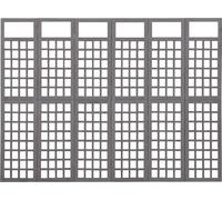 vidaXL Biombo/Panel divisor de ambientes, 6 piezas, madera maciza de abeto, color gris, 242,5 x 180 cm
