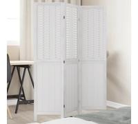 vidaXL Biombo separador de 3 paneles madera maciza Paulownia blanco