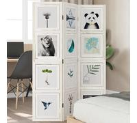 vidaXL Biombo separador de 3 paneles madera maciza Paulownia blanco