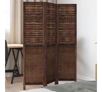 vidaXL Biombo separador de 3 paneles madera paulownia marrón oscuro