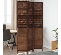 vidaXL Biombo separador de 3 paneles madera paulownia marrón oscuro