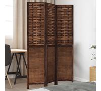 vidaXL Biombo separador de 3 paneles madera paulownia marrón oscuro