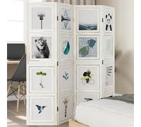 vidaXL Biombo separador de 4 paneles madera maciza Paulownia blanco
