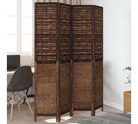 vidaXL Biombo separador de 4 paneles madera paulownia marrón oscuro