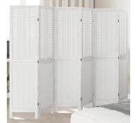vidaXL Biombo separador de 6 paneles madera maciza Paulownia blanco